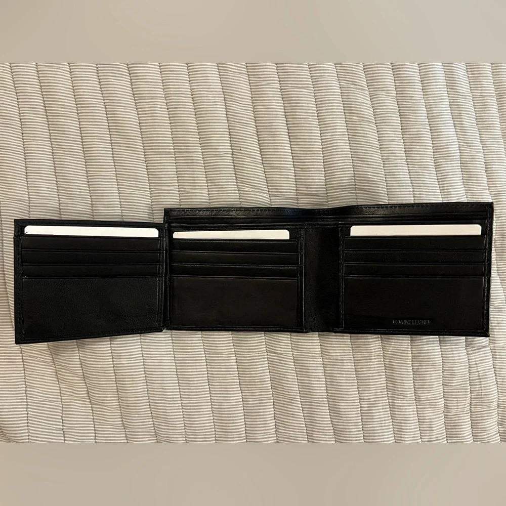 Alpine Swiss Mens Black Genuine Leather Bifold Wallet NWT Deadstock